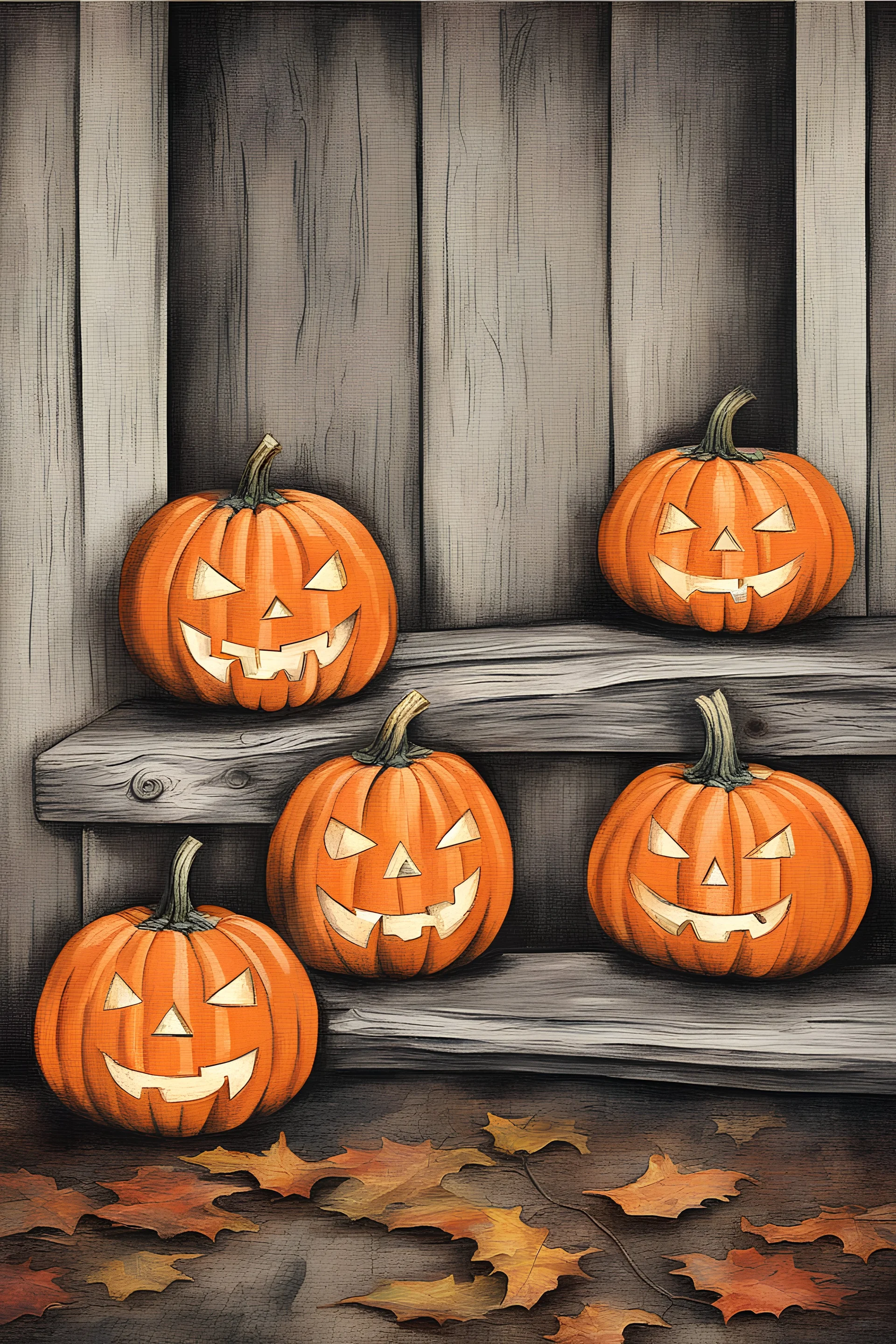 Jack O Lantern Halloween Print Halloween Decor Printable Pumpkins Still Life Painting Rustic Fall Art Vintage Wall Print Halloween