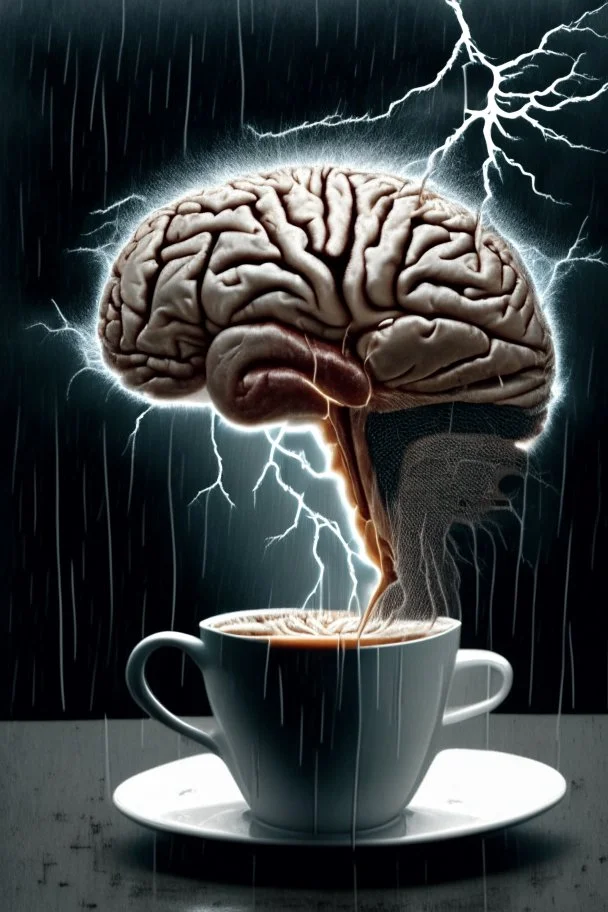 Brain sliced along the midline by a mad scientist drinking a coffee in a thunderstorm