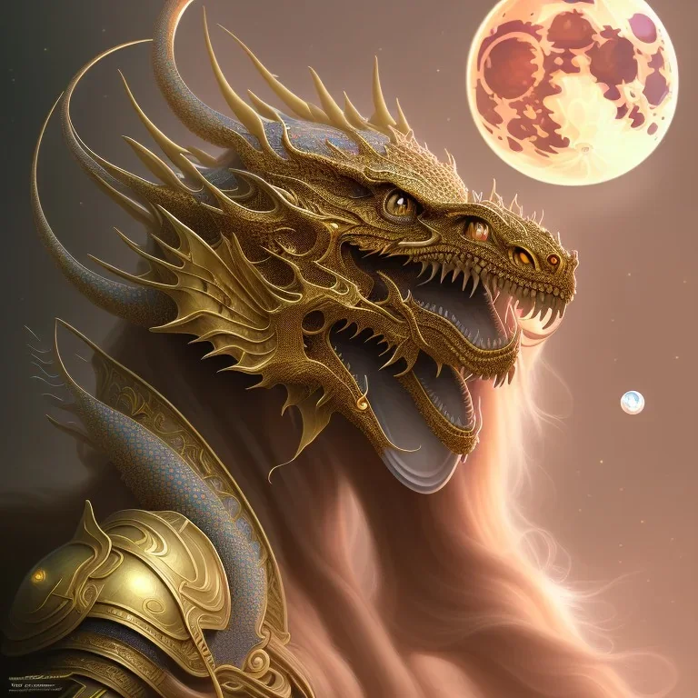 sango fantasy, fantasy magic, intricate, sharp focus, illustration, highly detailed, digital painting, concept art, matte, artgerm and paul lewin and kehinde wiley, masterpiece sexy lips Asian lady body dragon Papu New Guina pyramid golden silver space lady space blood moon galaxy