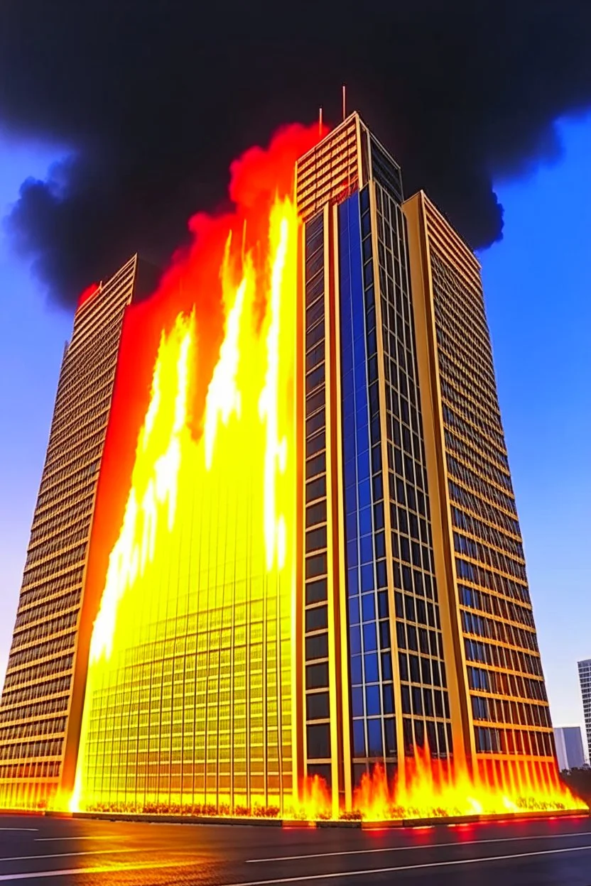 metaverse stock market crash labmbo crashin binance tower on fire in the style of chapman brothers