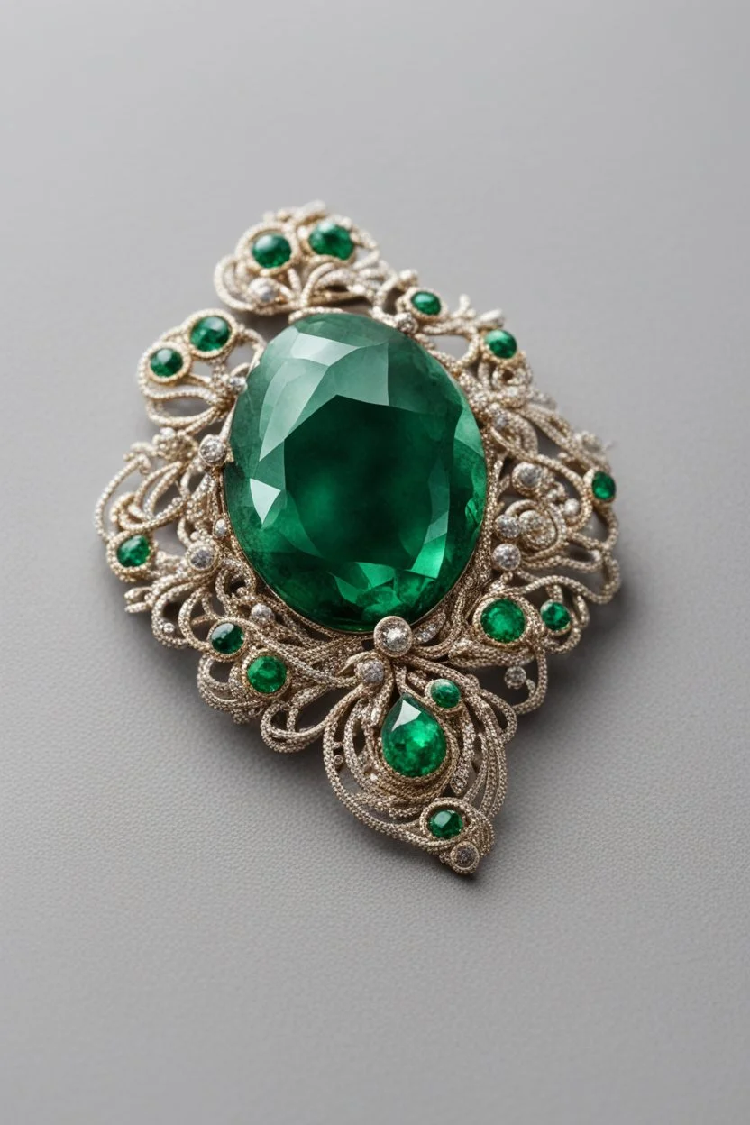 A green broochprecious emerald stone brooch