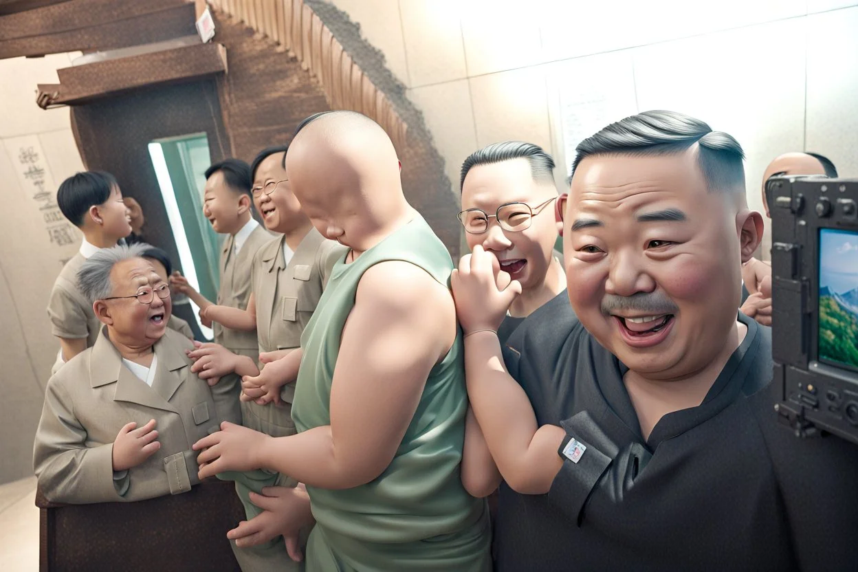 Kim Jong-un: Leader of North Korea, continuing his family's dictatorial regime, involved in global controversies due to the nuclear program., Shot with Canon EOS R5, 50mm lens, depth of field, shutter speed 1/1000, f/2.8, white balance, 6000k. High resolution, realistic detail, HDR effect, film grain, 4K –ar 16:10 –s 700 –q 5**