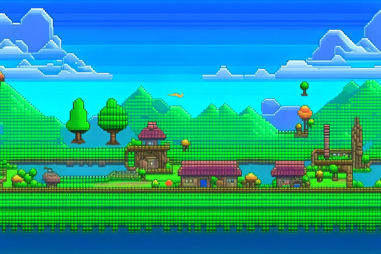 2d pixellated nintendo style landscape jupiter trading exchange