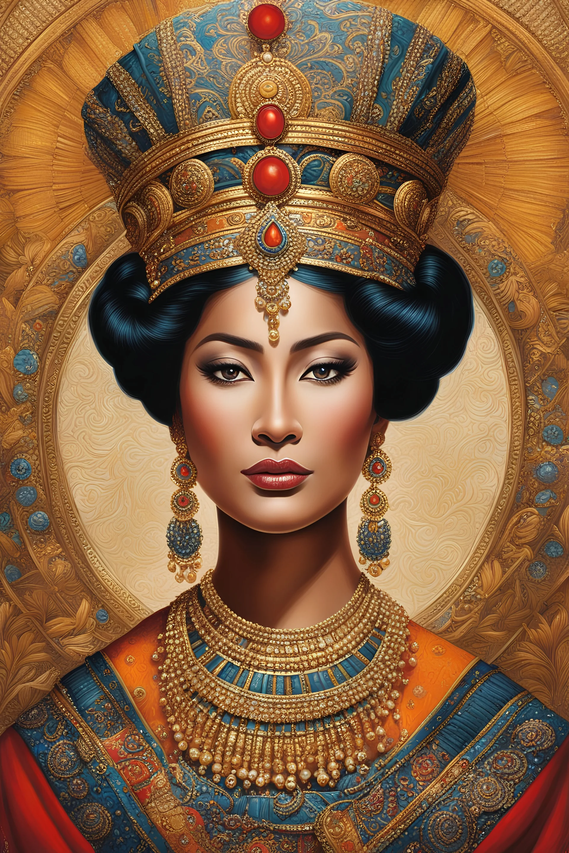 Step into a world of ancient beauty and intrigue with this stunning artwork that celebrates the timeless allure of Ken Dedes. The artist skillfully captures the regal essence of the Queen of the Singasari Kingdom, emphasizing her exquisite features and captivating gaze. Every brushstroke and meticulous detail adds depth and enchantment to this extraordinary portrait. The artist's masterful technique brings Ken Dedes to life, showcasing her incomparable beauty and magnetic charm.