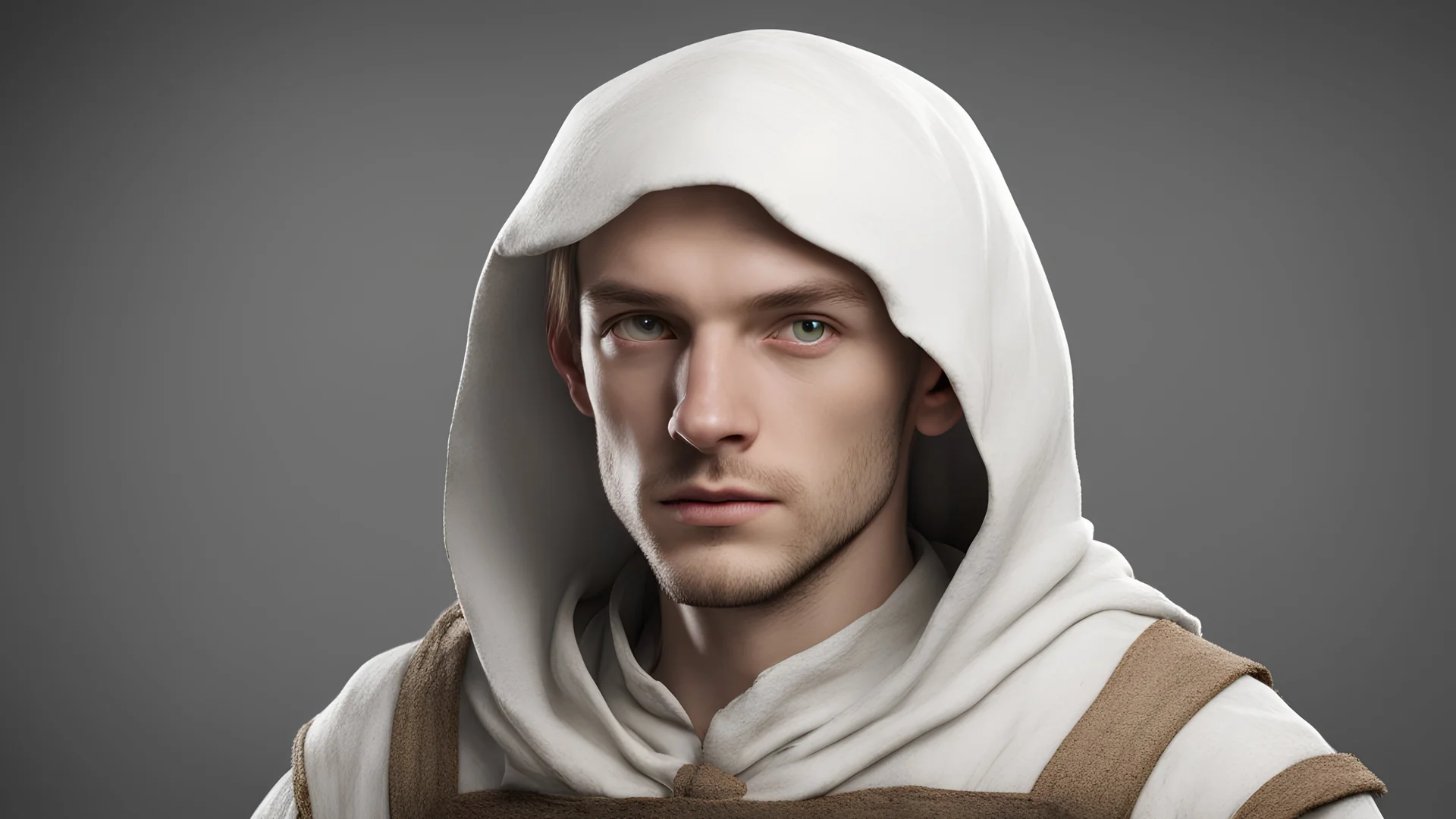 Medieval villager white young front facing