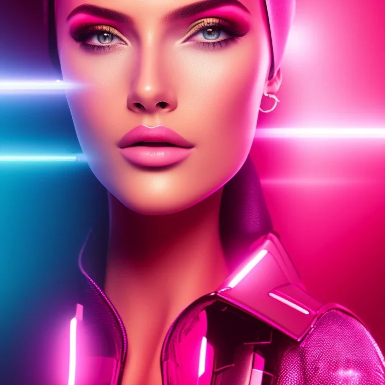 cyberpink, head, woman, portrai, tron