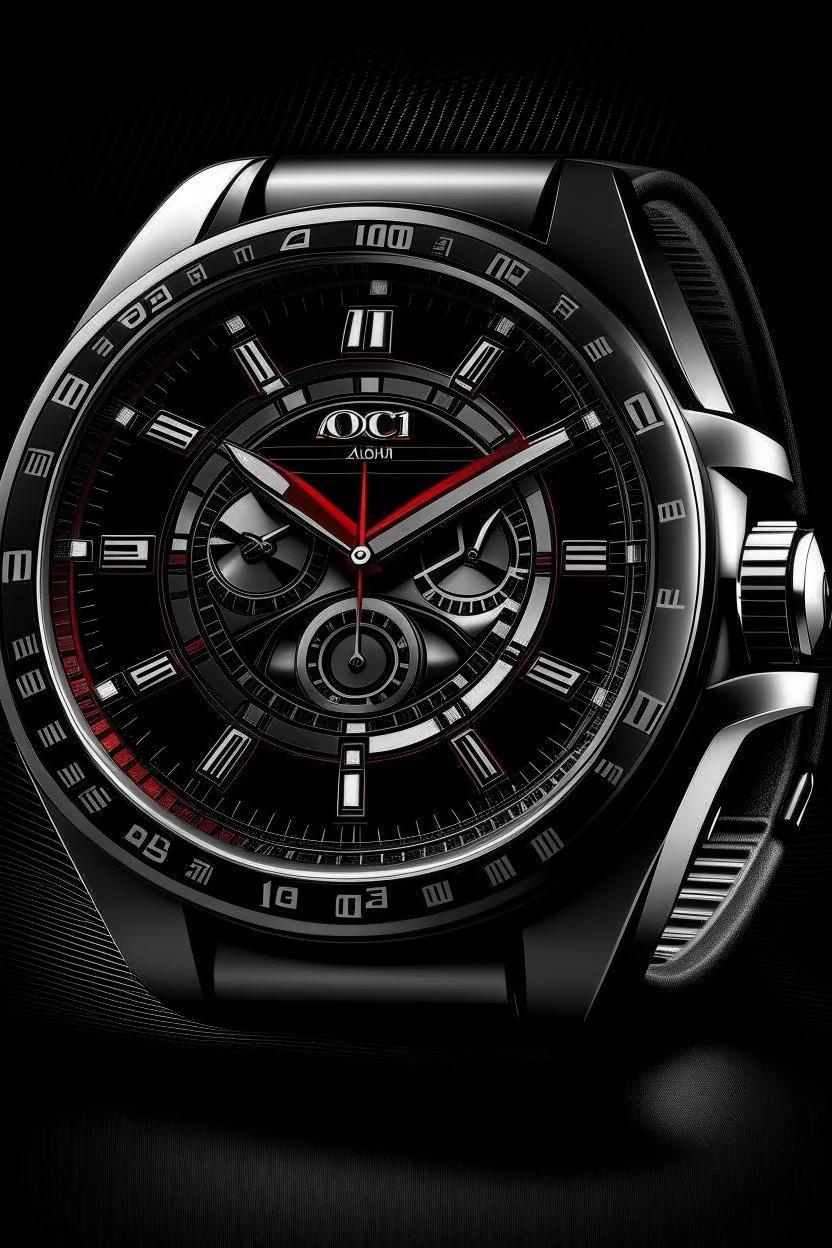 Design an image that portrays an Audi watch as a symbol of sophistication and performance, with a reflection of an Audi logo on the watch face, emphasizing the strong connection between Audi's automotive excellence and precision timekeeping."