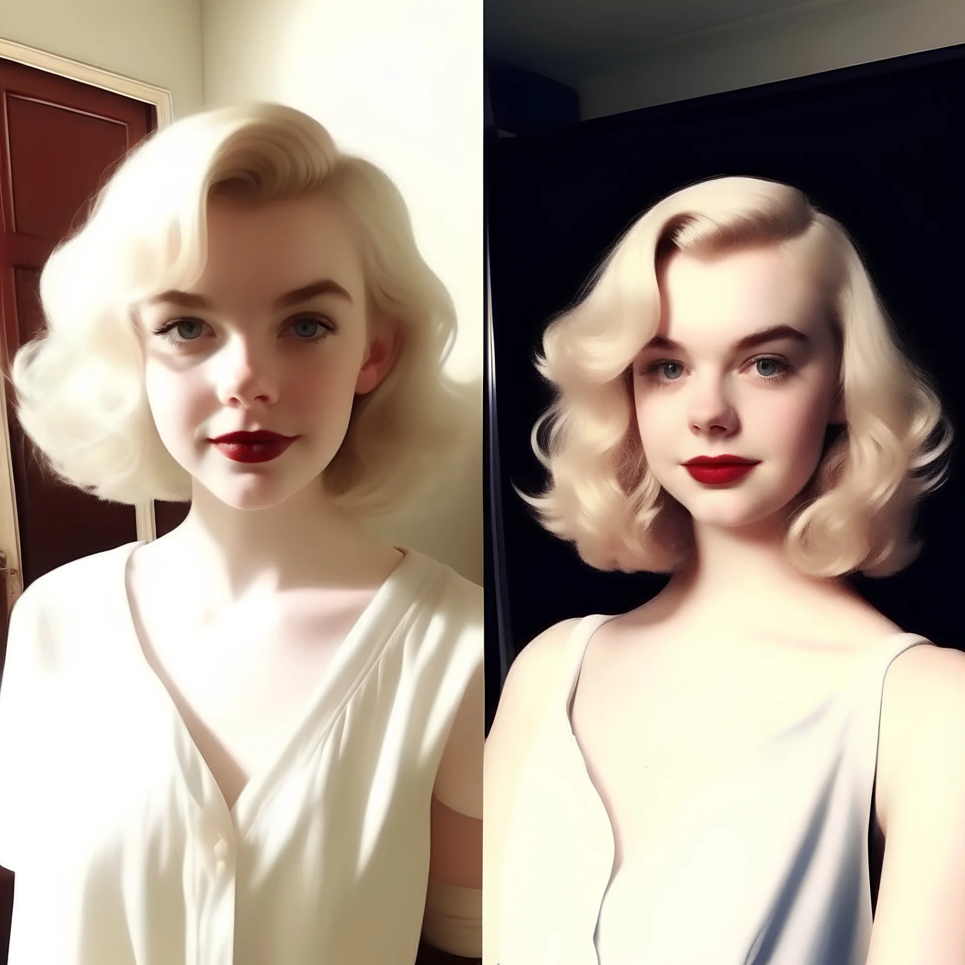 A girl who looks like elle fanning and marilyn monroe