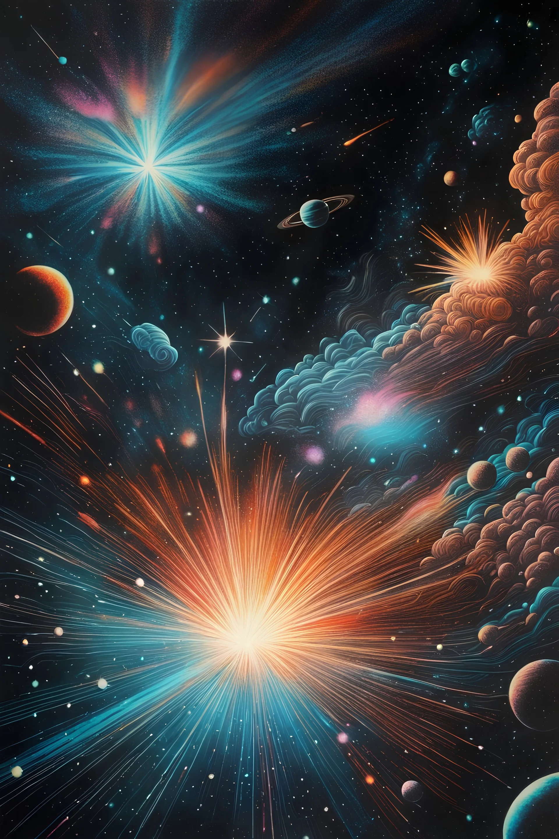 Space, stars, nebula, gases+Exploding from head by #dualexposure, hyperdetailed intricate elaborate fine art