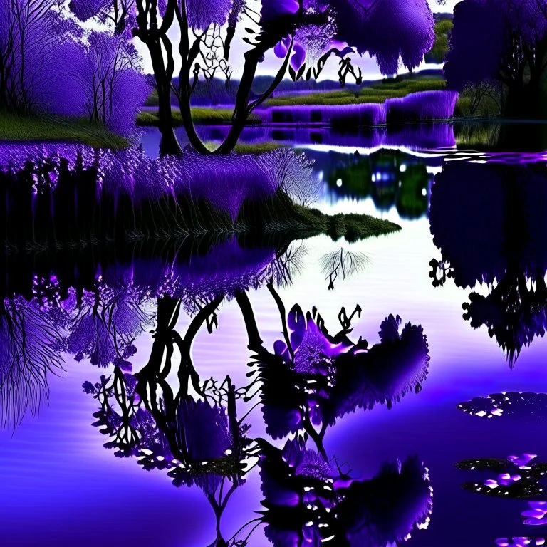 beautiful water mirrored dark purple