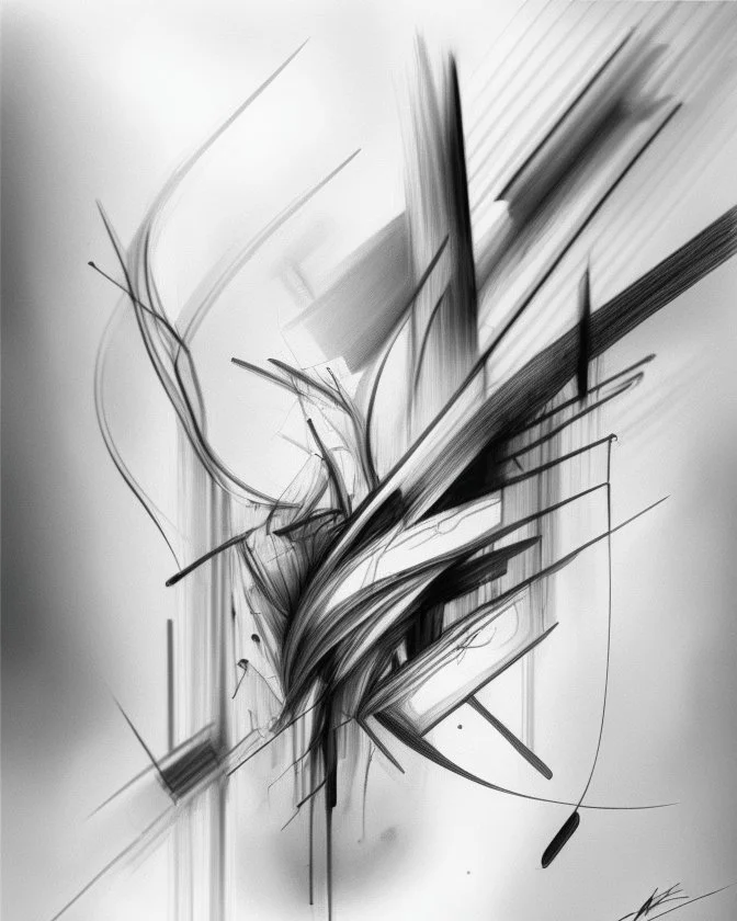 Abstract oil sketchy pencil outlines