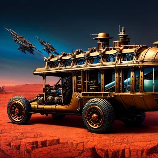 fullbody Drawing of 'sketch of steampunk Vehicles as in the movie mortal engines(2018)',intricate detail,andrea bonelli,Kilian Eng,Ohrai,evan lee,Aleksandr Sidelnikov,KyuYong Eom,three quarters frontal aerial view,toned colors,32k