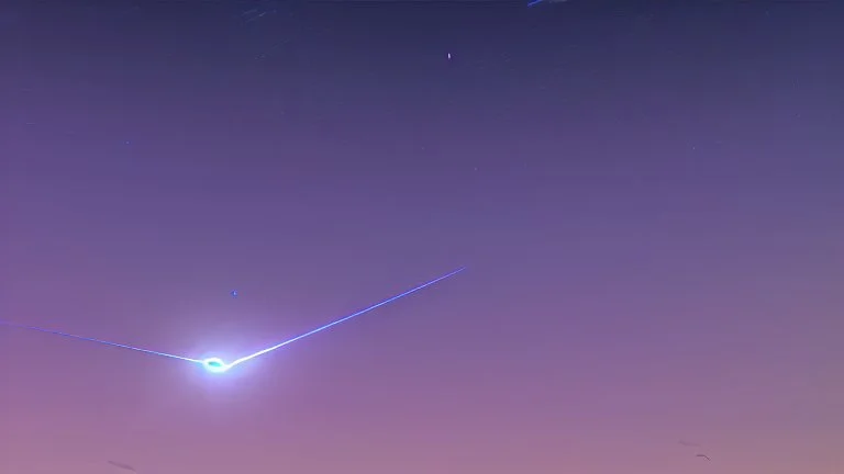 Comet in the night sky over the plain