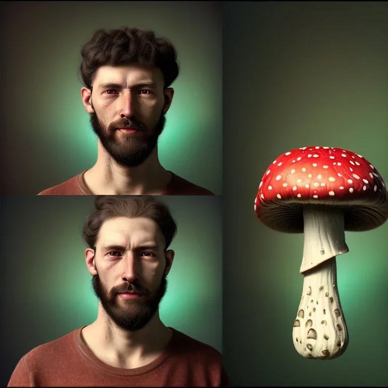 Portrait of a young man, with a magic mushroom on his head, psychedelic style, in Alexandre cabanel style, 8k, HD, cinematography, photorealistic, Cinematic, Color Grading, Ultra-Wide Angle, Depth of Field, hyper-detailed, beautifully color-coded, insane details, intricate details, beautifully color graded, Cinematic, Color Grading, Editorial Photography, Depth of Field, DOF, Tilt Blur, White Balance, 32k, Super-Resolution, Megapixel, ProPhoto RGB, VR, Halfrear Lighting, Backlight, Nat