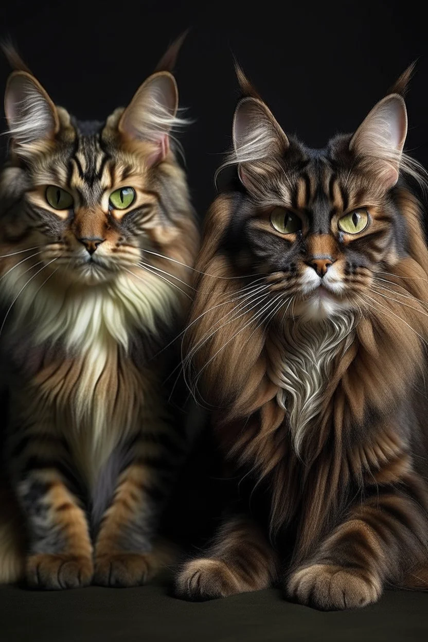 Spynx cat and maine coon