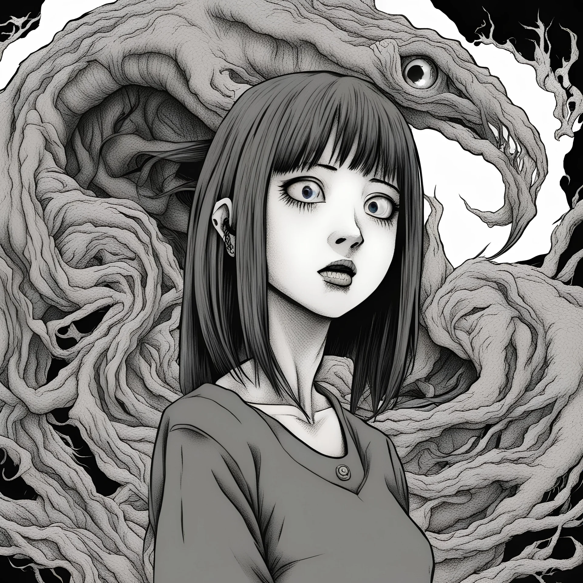 Manga girl Monster Junji Ito style