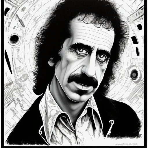 Frank zappa shittin on poster black and white detailed