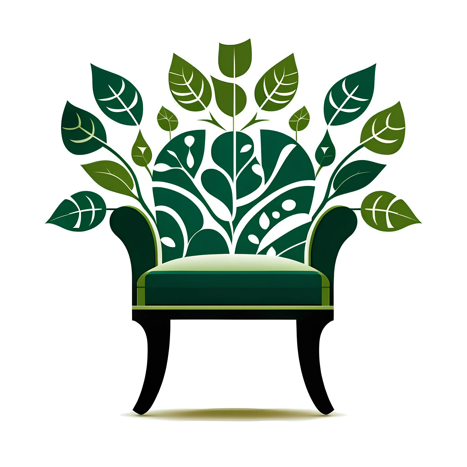 a logo of leaves shaped into a chair