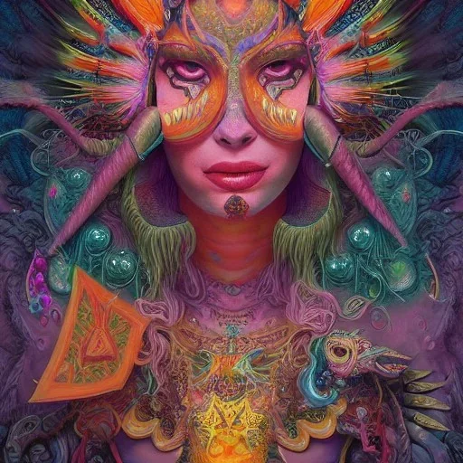 **lisa frank psychedelic fantasy character portrait of shaman, ultra realistic, wide angle, intricate details, highly detailed by peter mohrbacher, wayne barlowe, boris vallejo, hajime sorayama aaron horkey, gaston bussiere, craig mullins