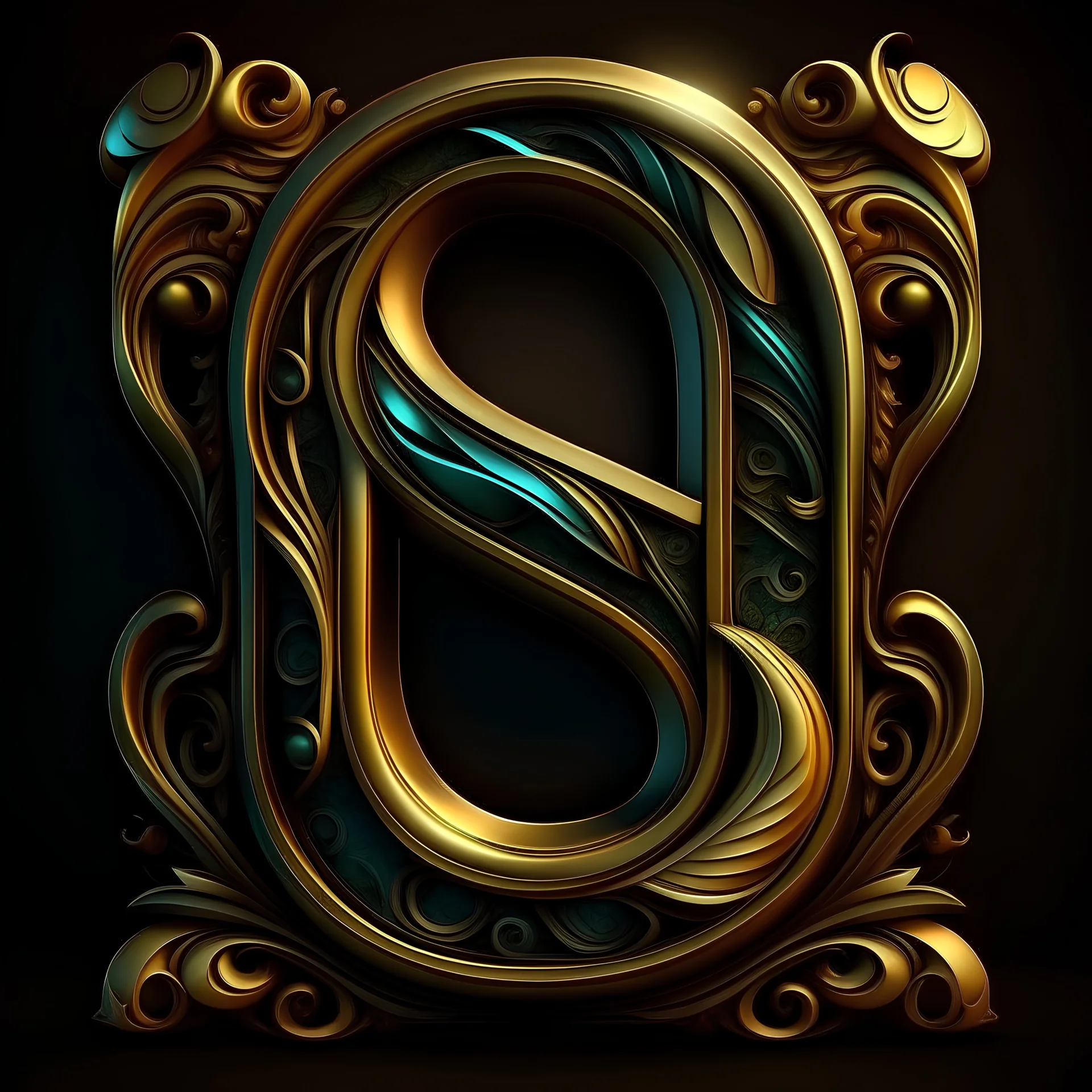 Super logo font of the letter "U" made in big text "U", dark fantasy settings, 4K, 8K, 3D, Exquisite detail-logotype, very detailed elegant style, 3-Dimensional, hyper realistic "U", extremely detailed, hyper realistic, 3d render, photo