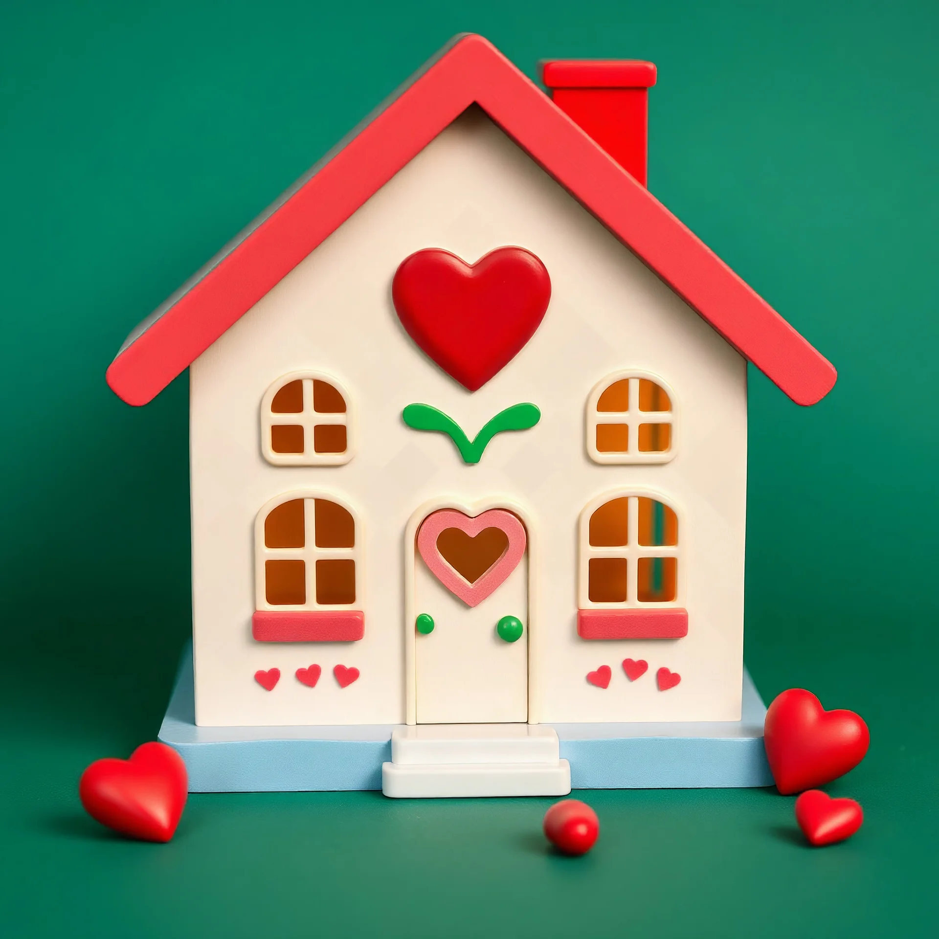 Toy shaped like a house with a heart theme