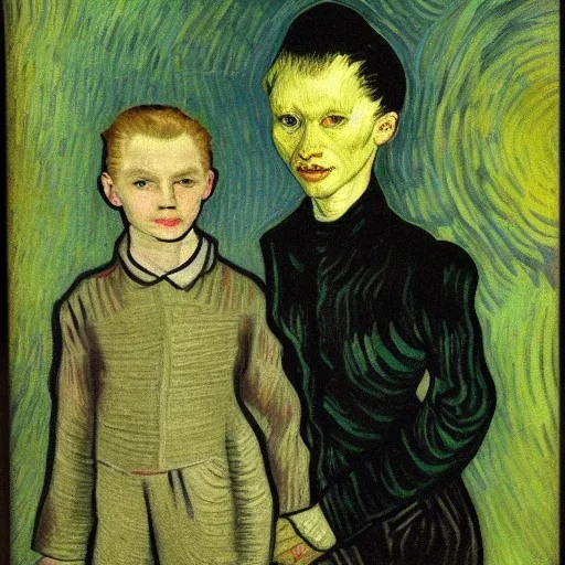 Boy alien and girl alien by van gogh
