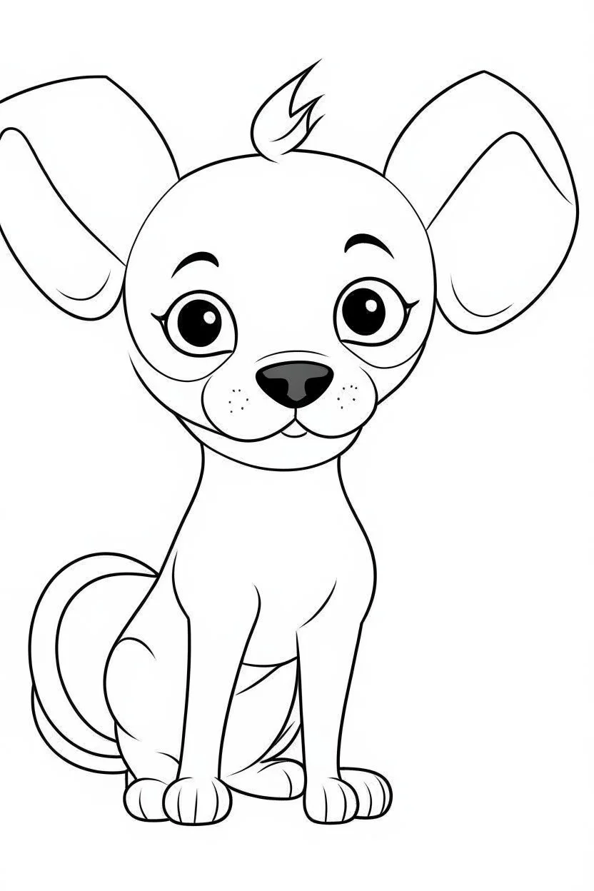 coloring page, baby dog, full view, coloring page, only draw lines, coloring book, clean line art, –no sketch, color, –ar 3:4, white background, minimalistic black lines, minimal black color, low level black colors, coloring page, avoid thick black colors, thin black line art, avoid colors, perfect shape, perfect clear lines,