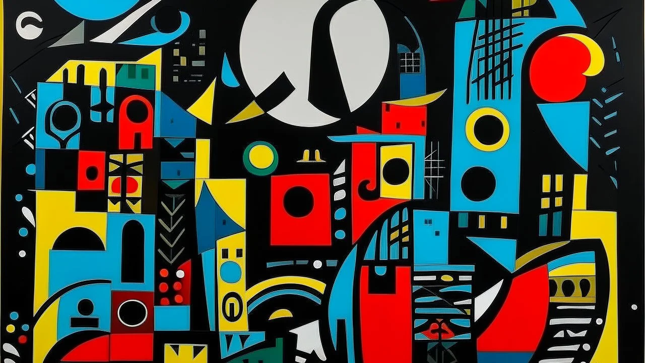 A black twisted moon painted by Stuart Davis