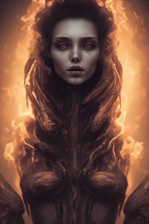 portrait photography of an ethereal mummy sofia bruttela, Fire theme art, Dark moody night atmosphere, 8K, close-up face, anatomically perfect face, ignore NSFW, apocalypse,