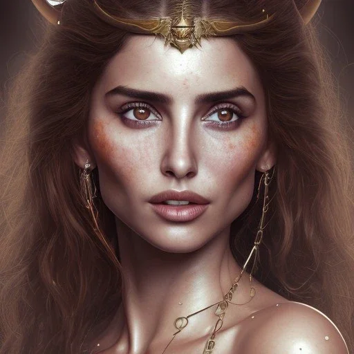 best quality, realistic lighting, masterpiece portrait of Penelope Cruz from pirates of the Caribbean, details, light dusting of freckles, shot from above, simple chain hauberk, warhammerVector art matte painting digital illustration 3D shading CryEngine Behance HD 3Delight