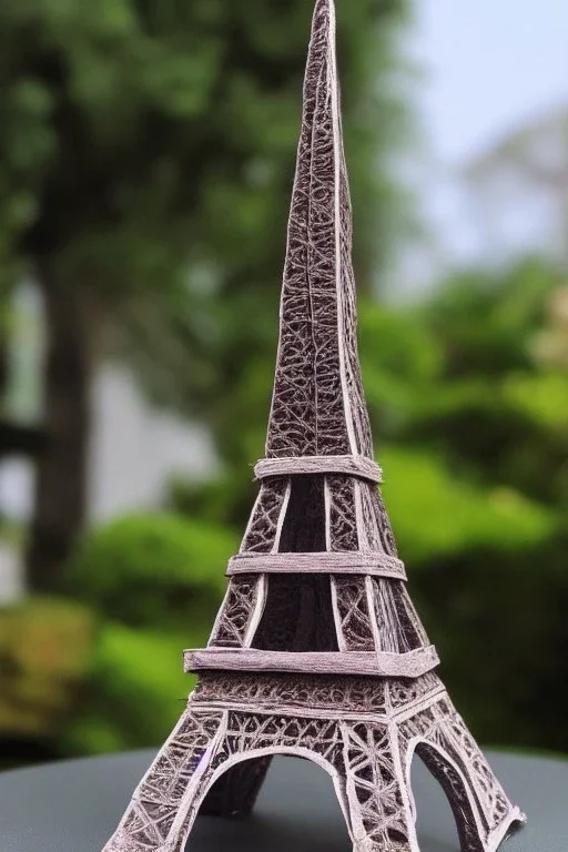 Prehistoric Eiffel Tower made of paper mache