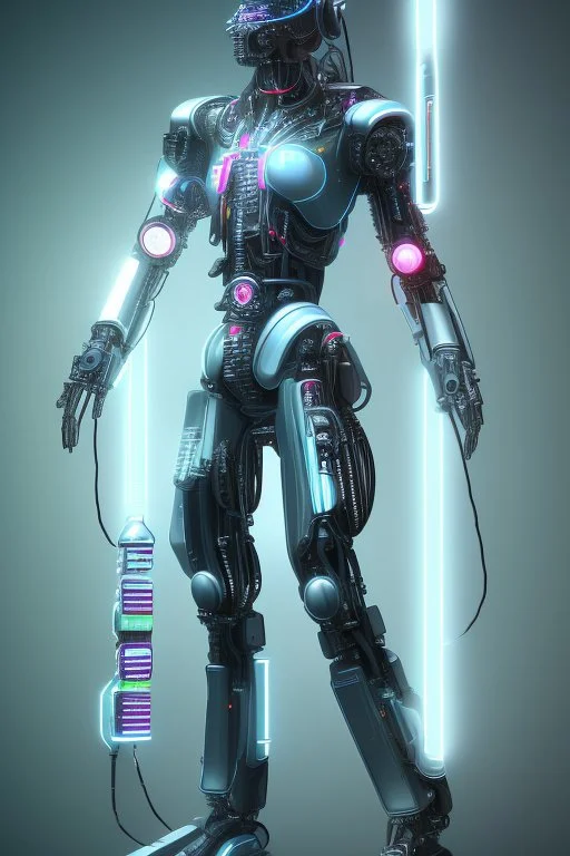 render the immage like cyborg cyberpunk neon creapy flash light