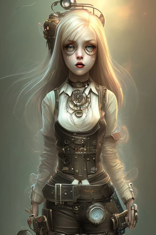 girl Horror cute, junk Android, steampunk,