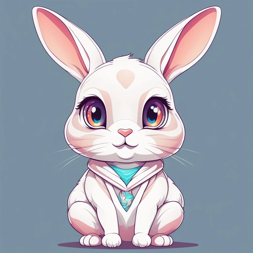 Cute rabit with adorable eyes / t-shirt design / clear lines/ neofuturist