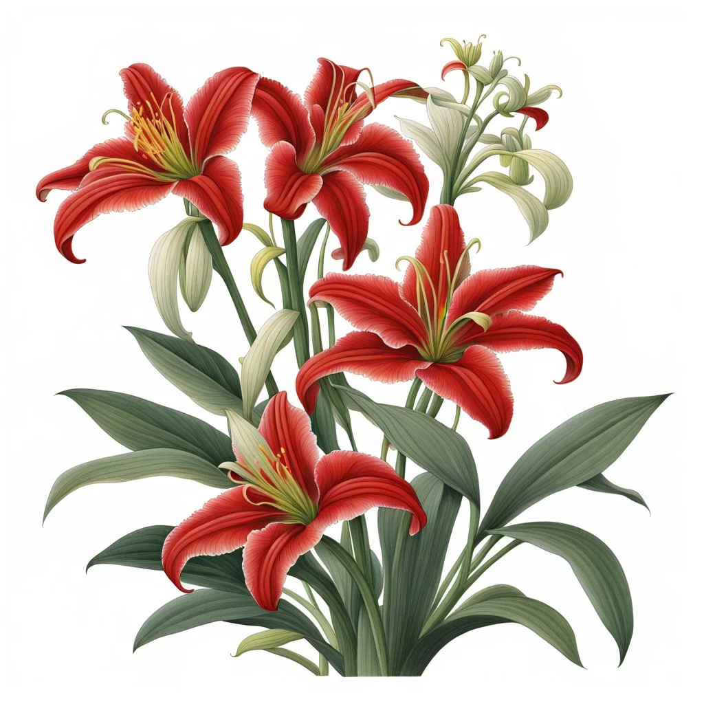 Canada's Western Red Lily plant on white background, illustration
