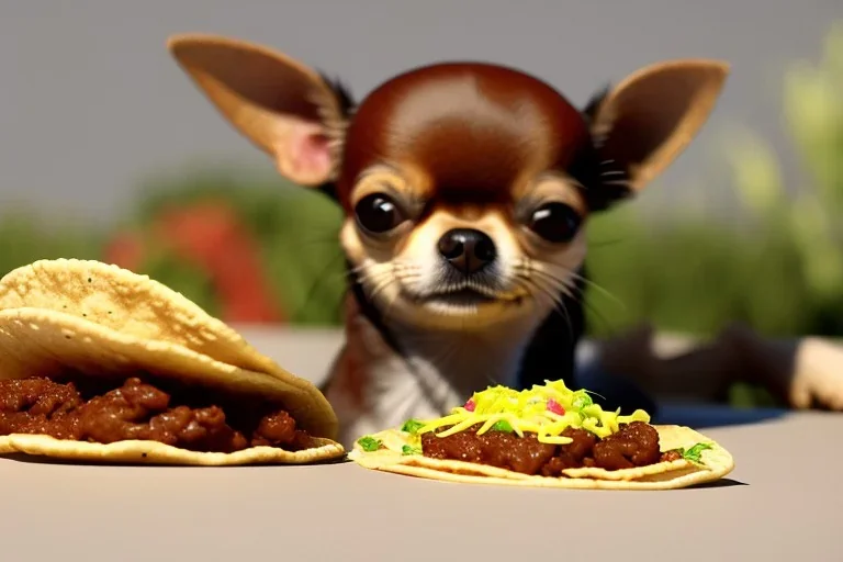 Chihuahua eating a taco