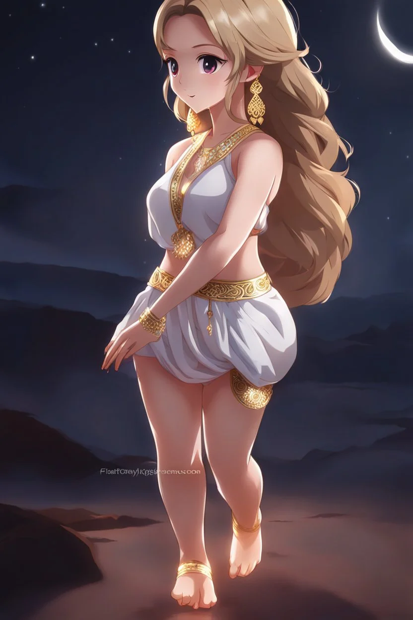 fullbody anime pretty lady dancing arabic belly