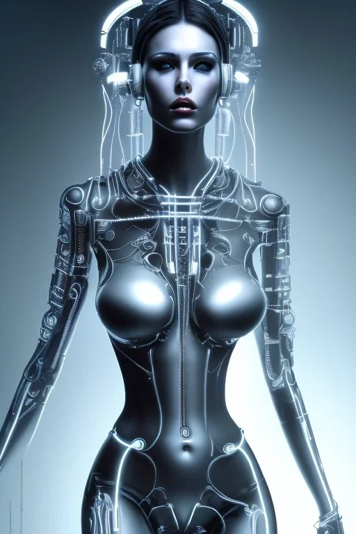 cyberpunk, black latex body, women, body portrai, big boobs, highlight eyes perfect, skin, tron, cyborg, perfekt sexy, real, dream, hr giger