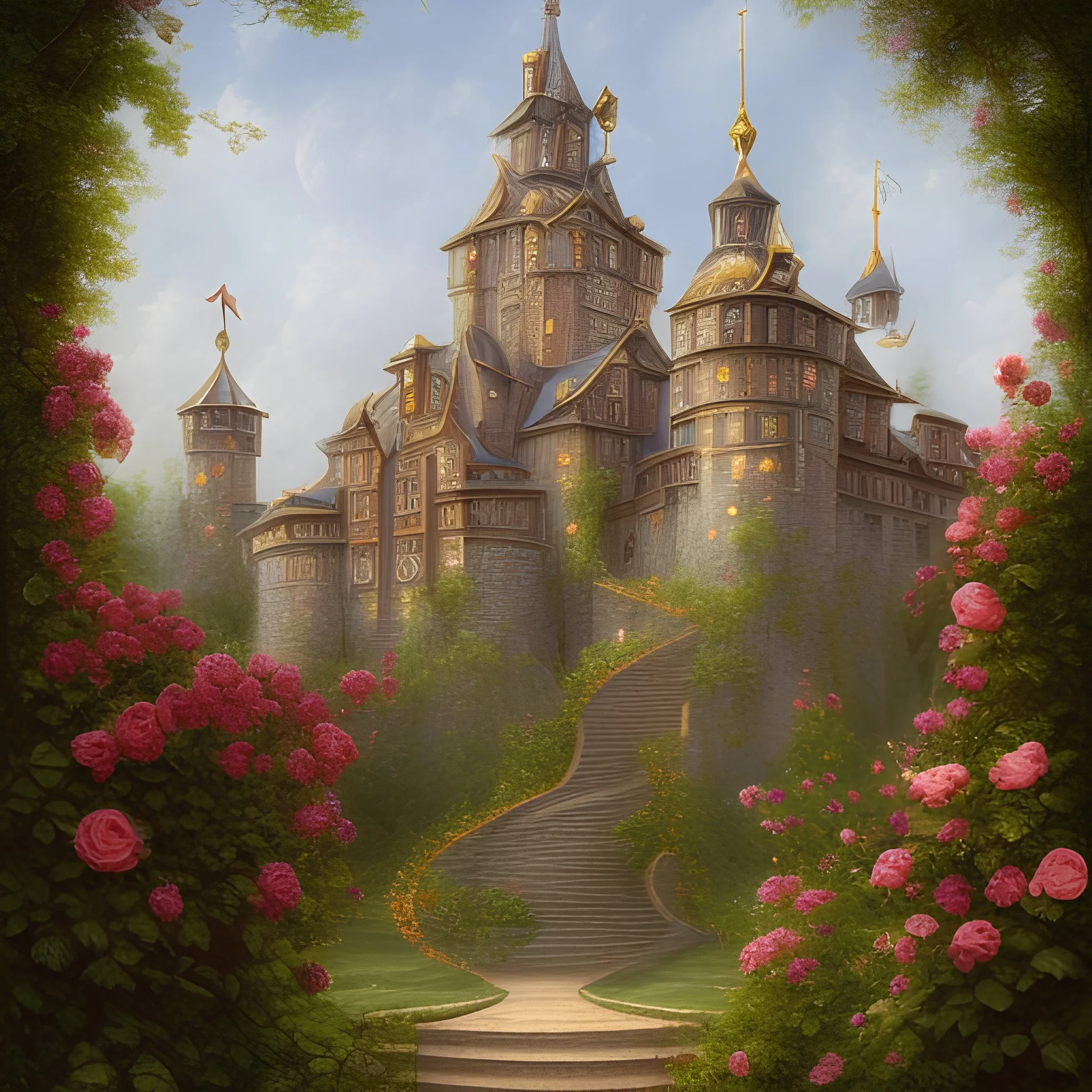 A baroque castle made of roses