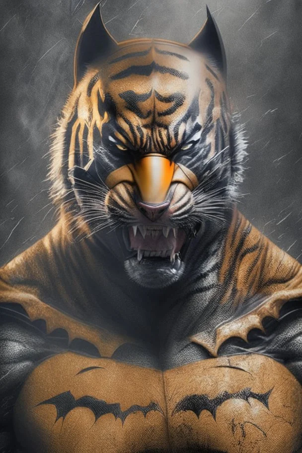 A picture of a roar tiger in the form of a batman, a professional, high JPEG image