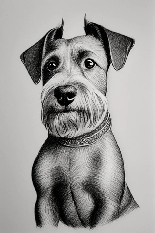 Detailed pencil drawing of a cheeky terrier dog