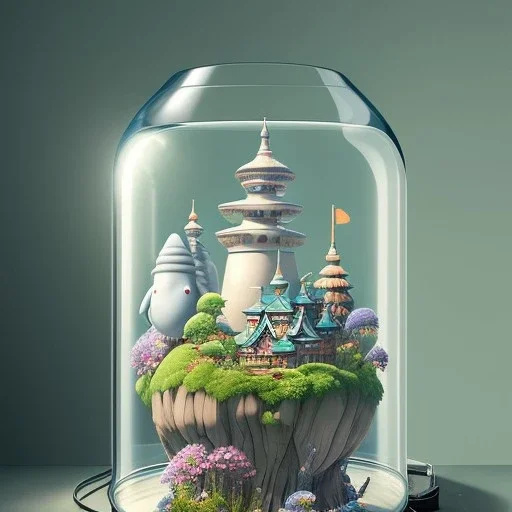 A studio ghibli characters in a jar floating, super high resolution, professional photograph, in focus, beautiful detail, professional digital art, stunning 4k, volumetric light, Award-winning photograph, photography