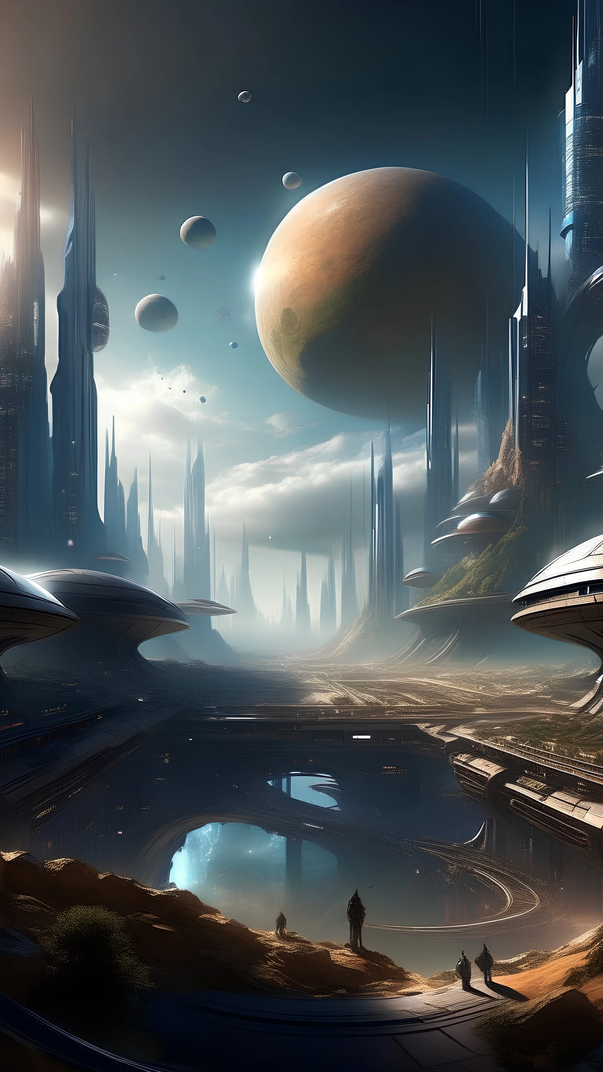 sci fi planet, busy town