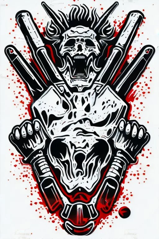 single hand in devil rock position, sticker logo vector art on white background, 4k