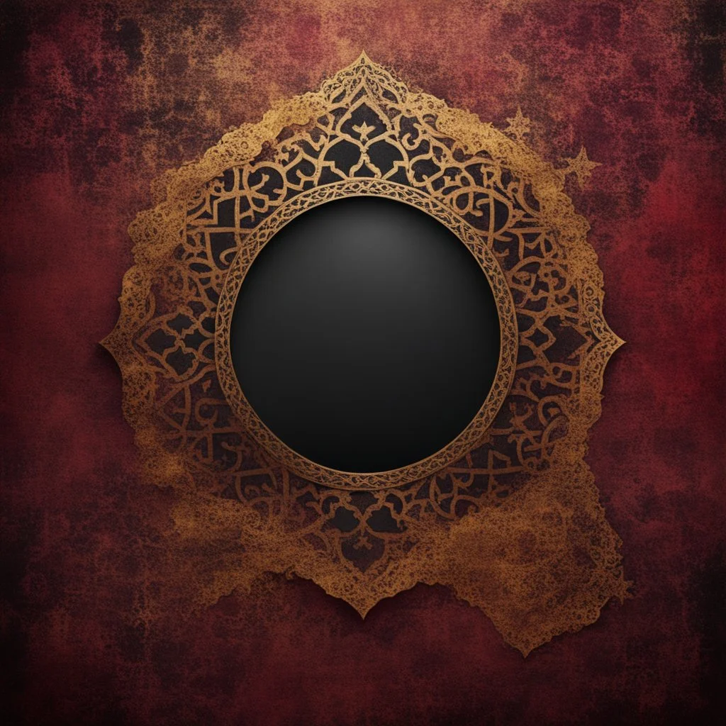 Hyper Realistic Black, Golden & Maroon Islamic Sufi Rustic Grungy Background & vignette effect