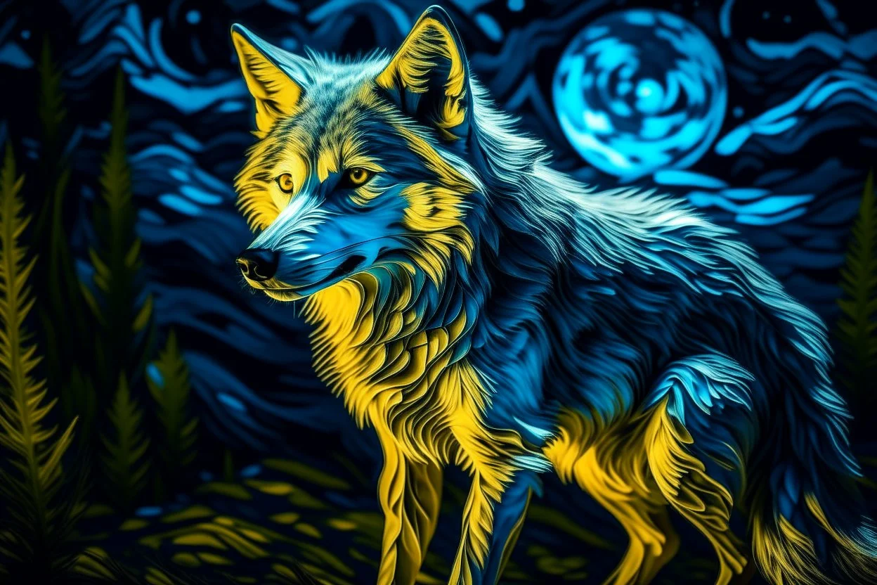 a wolf in van gogh style