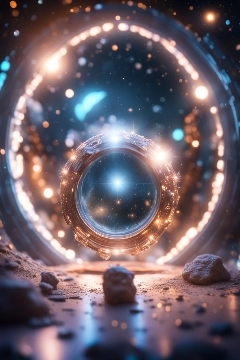 birth , in front of space portal dimensional glittering device, bokeh like f/0.8, tilt-shift lens 8k, high detail, smooth render, down-light, unreal engine, prize winning