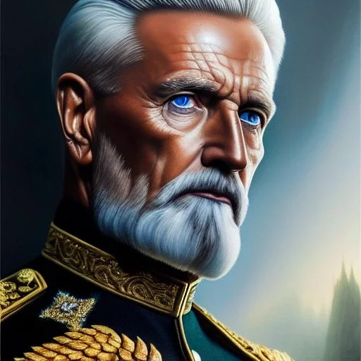 Ultra detailed fullbody Portrait in oil on canvas of general radahn(elden Ring) ,extremely detailed digital painting,ultrarealistic skin,intense stare, extremely detailed face, crystal clear eyes, mystical colors ,perfectly centered image, perfect composition, rim light, beautiful lighting,masterpiece ,8k, stunning scene, raytracing, anatomically correct, in the style of Simon Bisley and Caravaggio and Ohrai Noriyoshi and robert e howard and Steve Jung.