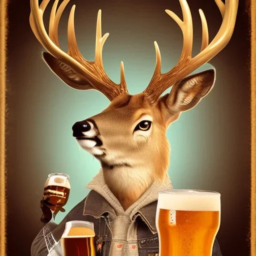 A deer with a beer glas in his head, logo for beer brewery