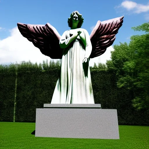 Huge statue of Angel, highly realistic, 8k, empty square, overgrown